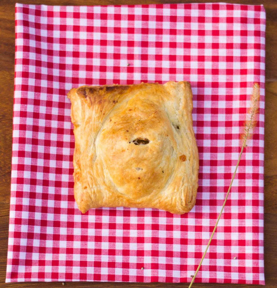 Vegetarian cheese, onion and jalapeno pasty