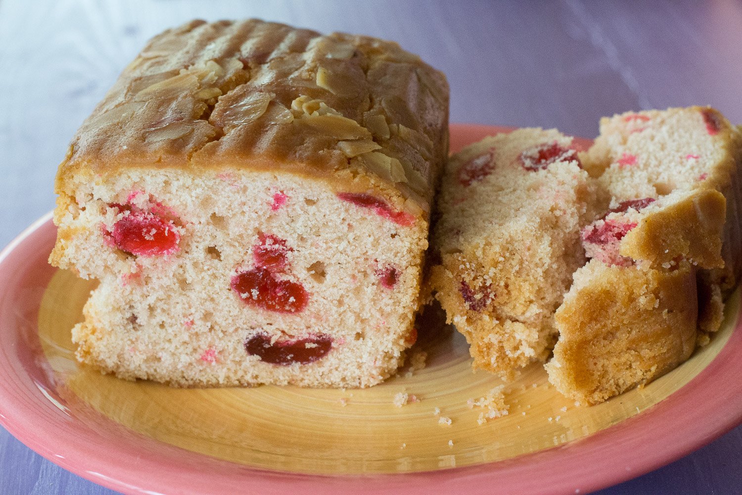 Vegan almond and cherry cake from the Riverbank Bakery in Norfolk